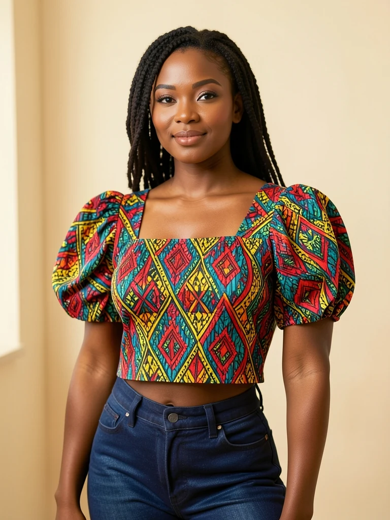 Ankara Puff Sleeve Top